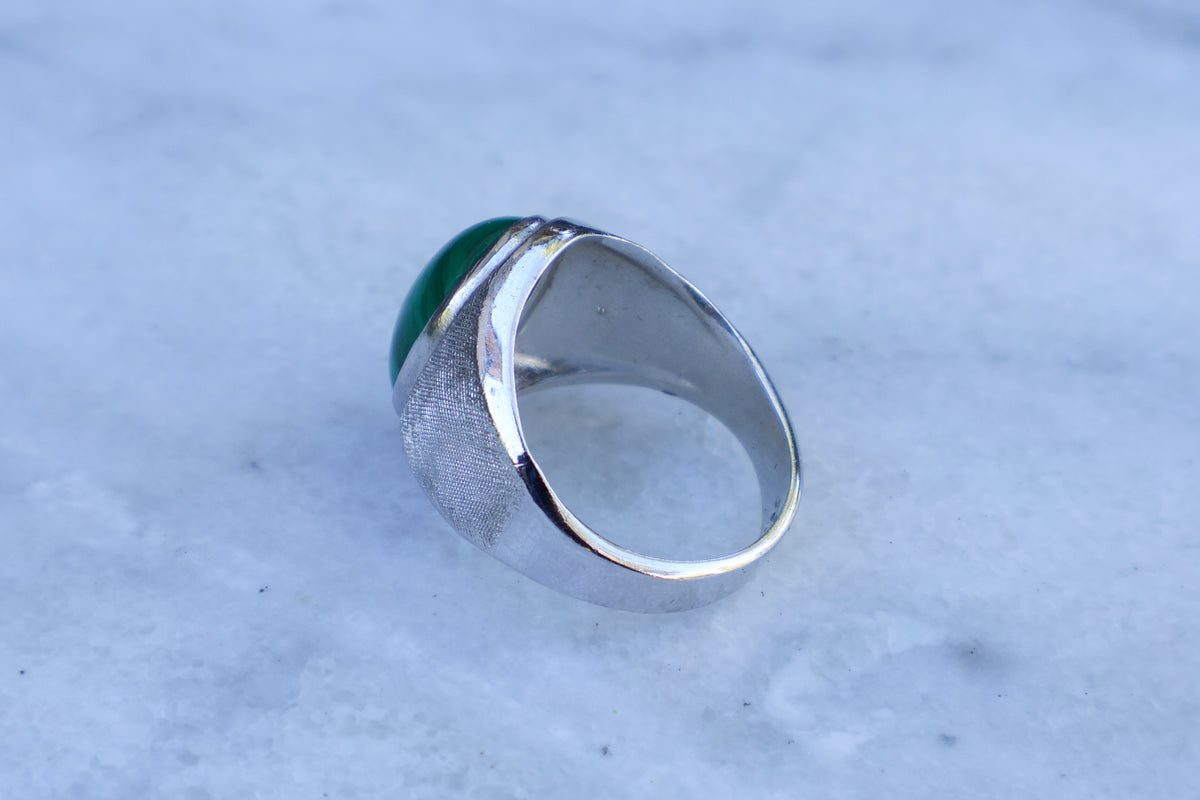 Mid Century Malachite Gentleman's Ring Size-10