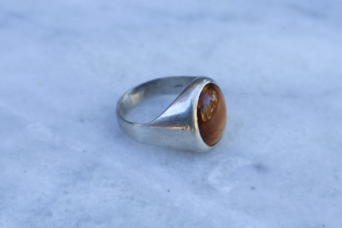 1970s Tiger's Eye Cabochon Men's Ring Size-12