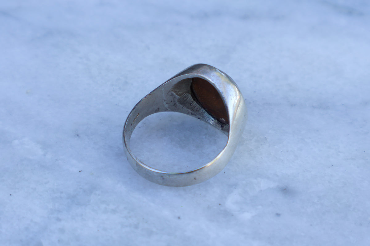 1970s Tiger's Eye Cabochon Men's Ring Size-12