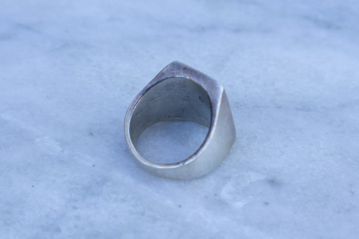 Mid Century Chunky Trading Post Inlay Ring Size-10