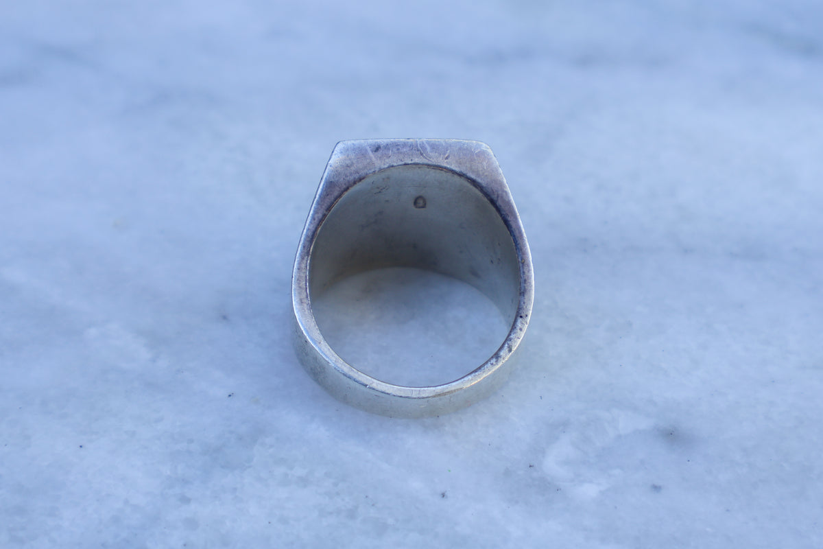 Mid Century Chunky Trading Post Inlay Ring Size-10