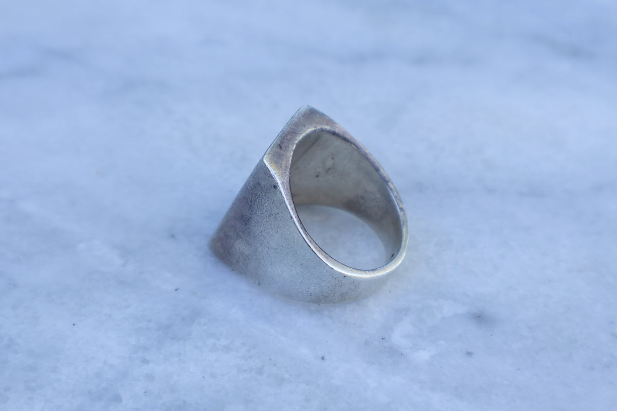 Mid Century Chunky Trading Post Inlay Ring Size-10