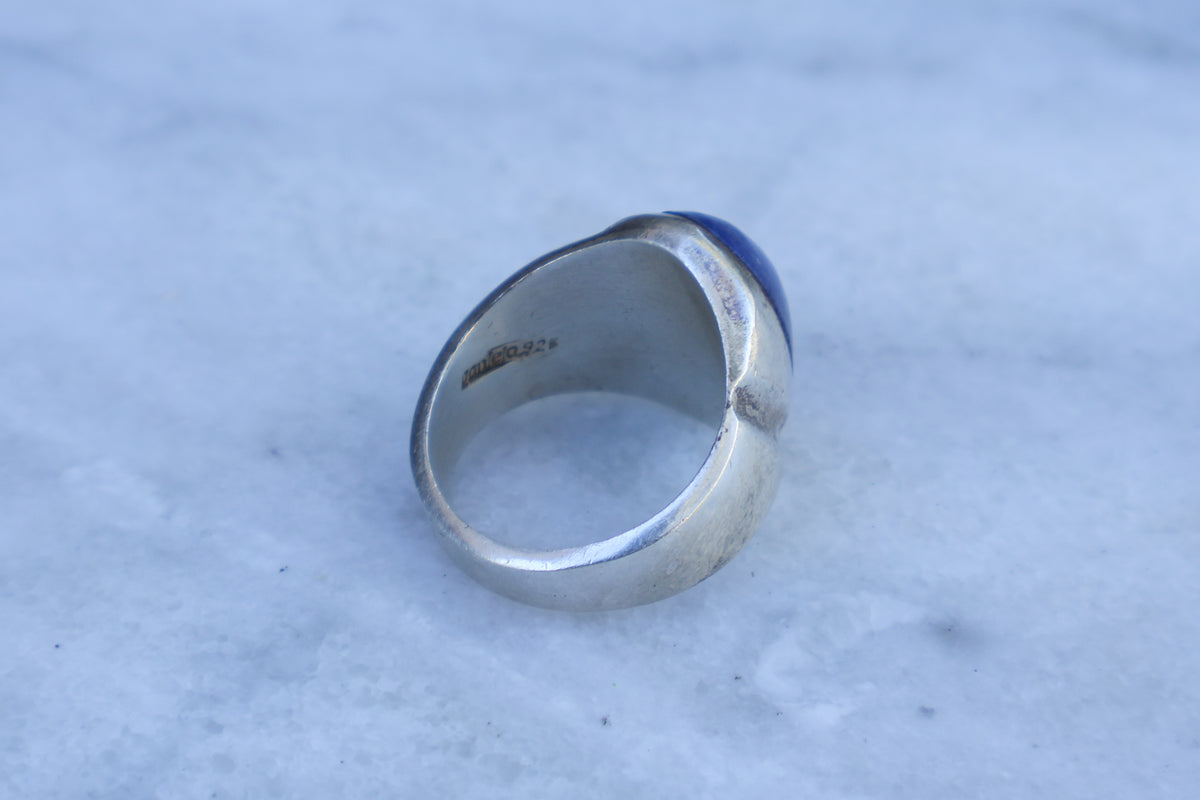 Vintage Lapis Lazuli Cabochon Mexico Ring #1 Size-9.5