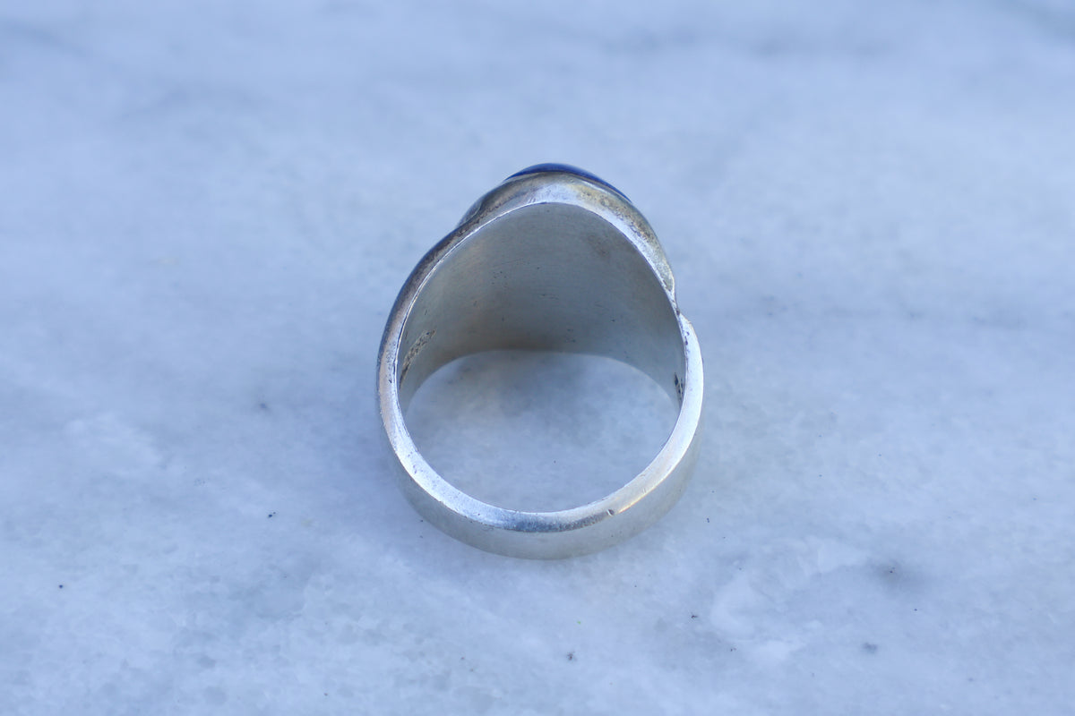 Vintage Lapis Lazuli Cabochon Mexico Ring #1 Size-9.5