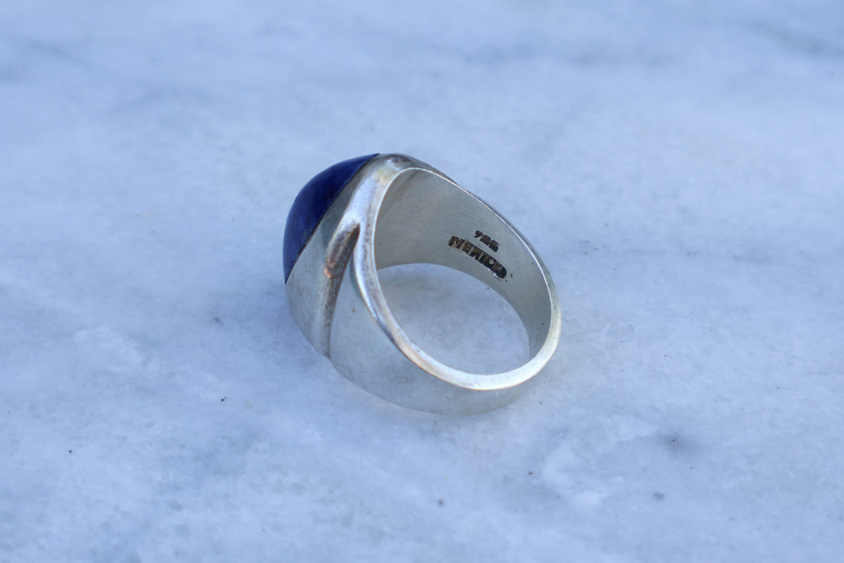 Vintage Lapis Lazuli Cabochon Mexico Ring #1 Size-9.5