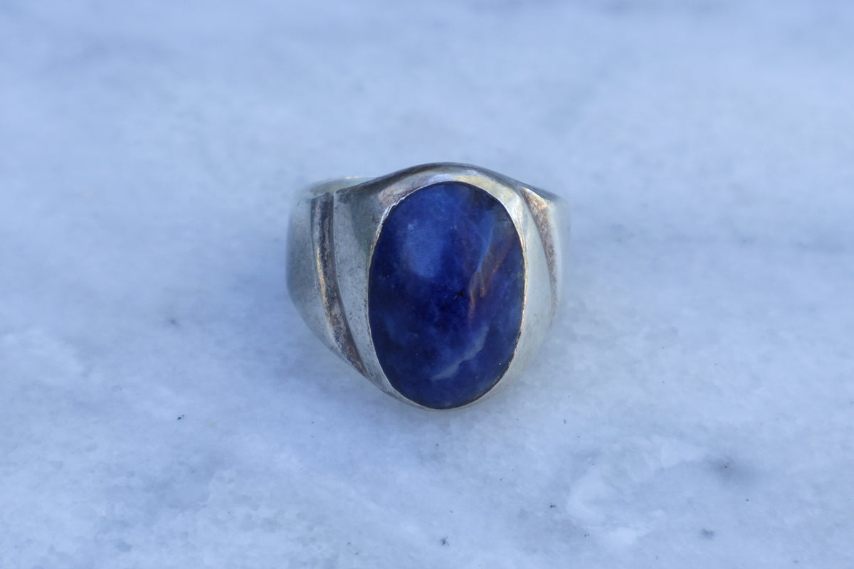 Vintage Lapis Lazuli Cabochon Mexico Ring #1 Size-9.5