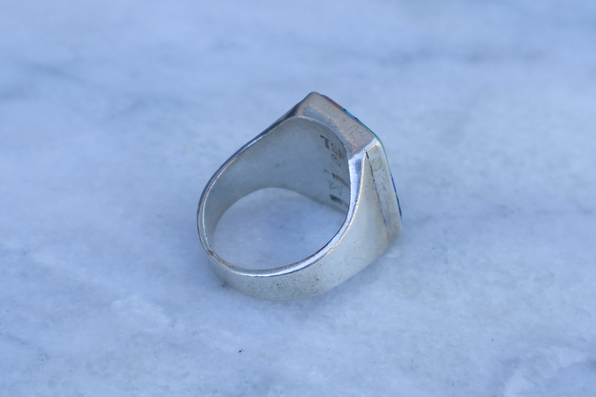 Chunky Multi Stone Southwestern Inlay Ring "Begay" Size-9