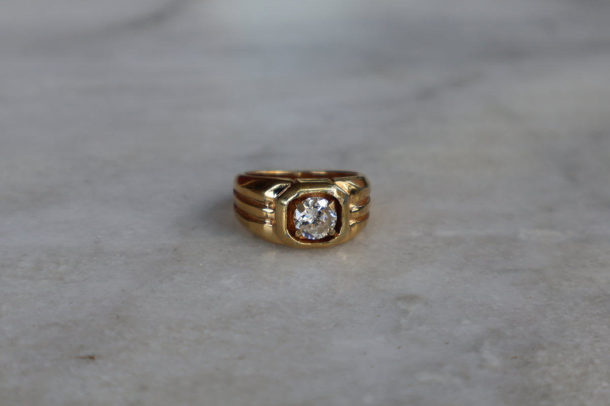 14k Plate 1960s Art Deco Styled Ring Size-8