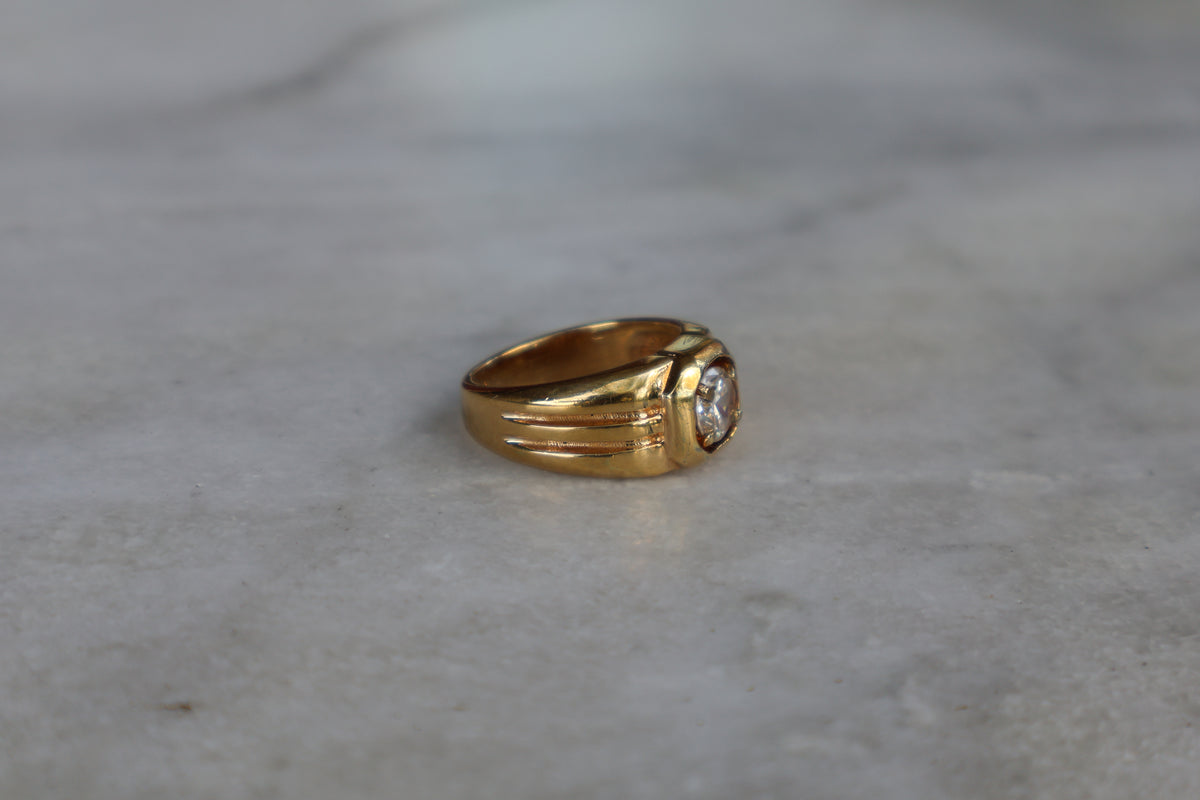 14k Plate 1960s Art Deco Styled Ring Size-8