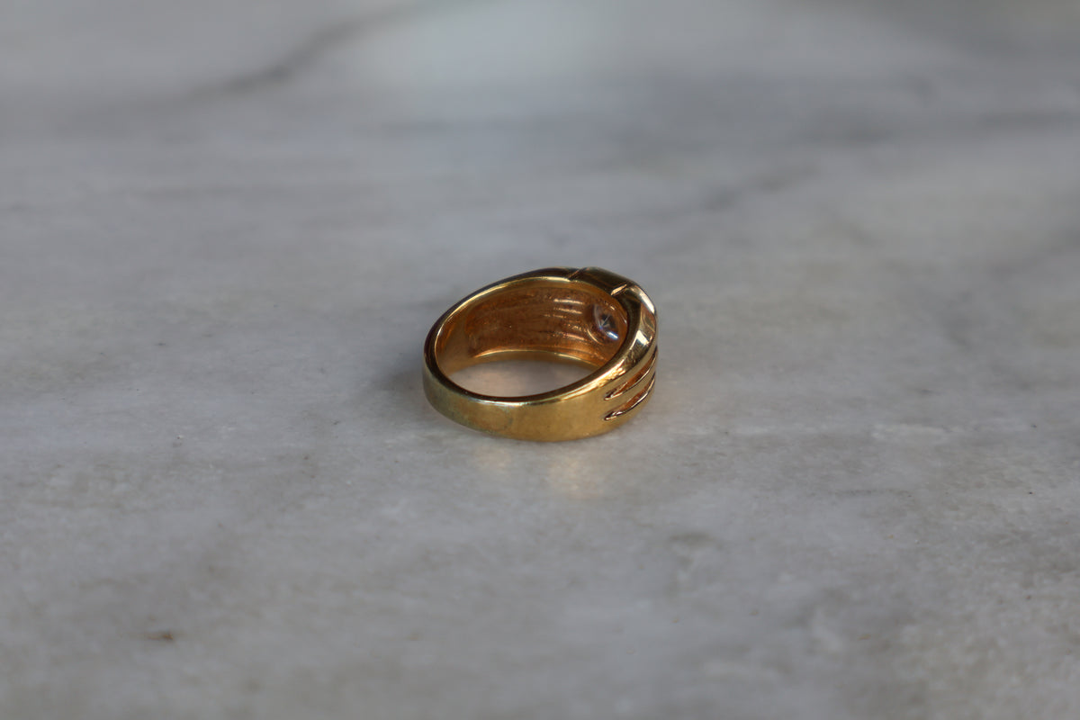 14k Plate 1960s Art Deco Styled Ring Size-8