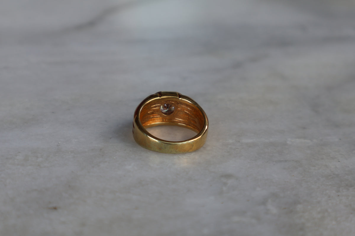 14k Plate 1960s Art Deco Styled Ring Size-8