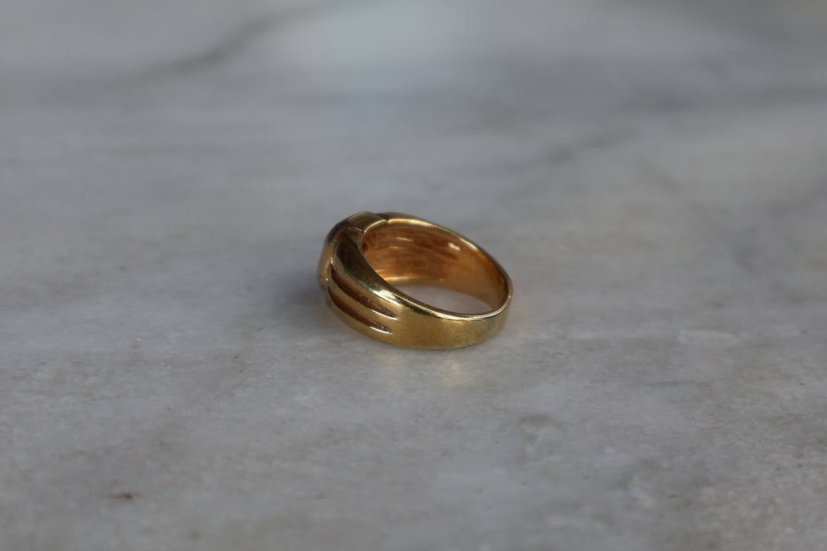 14k Plate 1960s Art Deco Styled Ring Size-8
