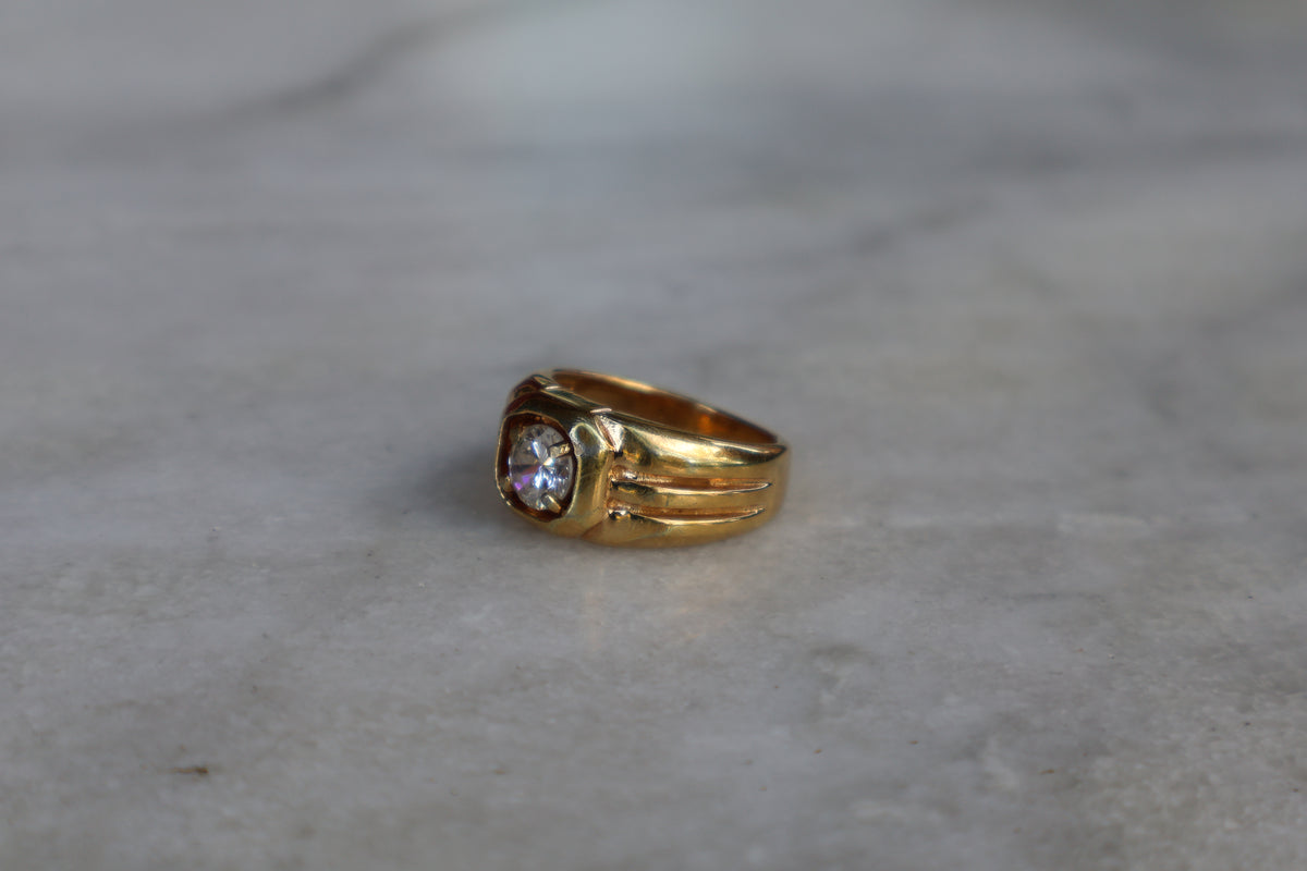14k Plate 1960s Art Deco Styled Ring Size-8