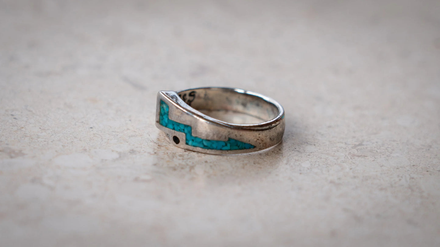 1990s G&S Crushed Turquoise Southwestern Band Size-10.5