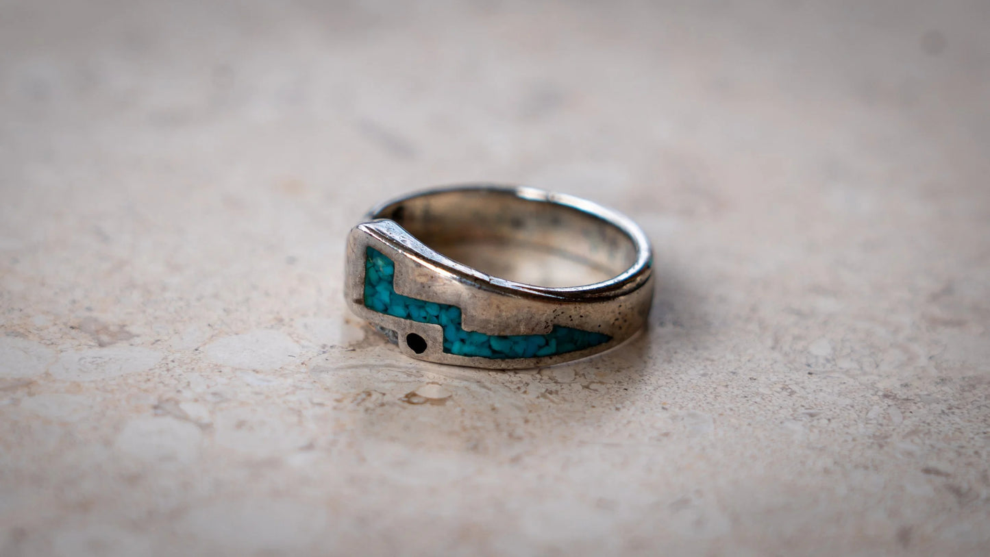 1990s G&S Crushed Turquoise Southwestern Band Size-10.5