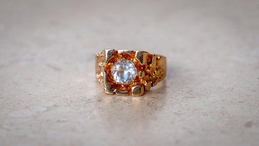 18k Plated CZ Nugget Ring Size-11.5