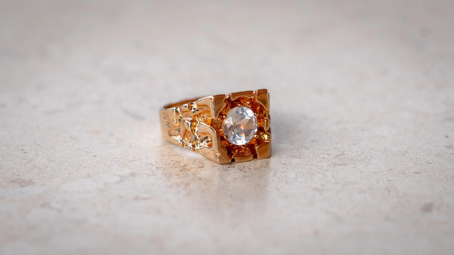 18k Plated CZ Nugget Ring Size-11.5
