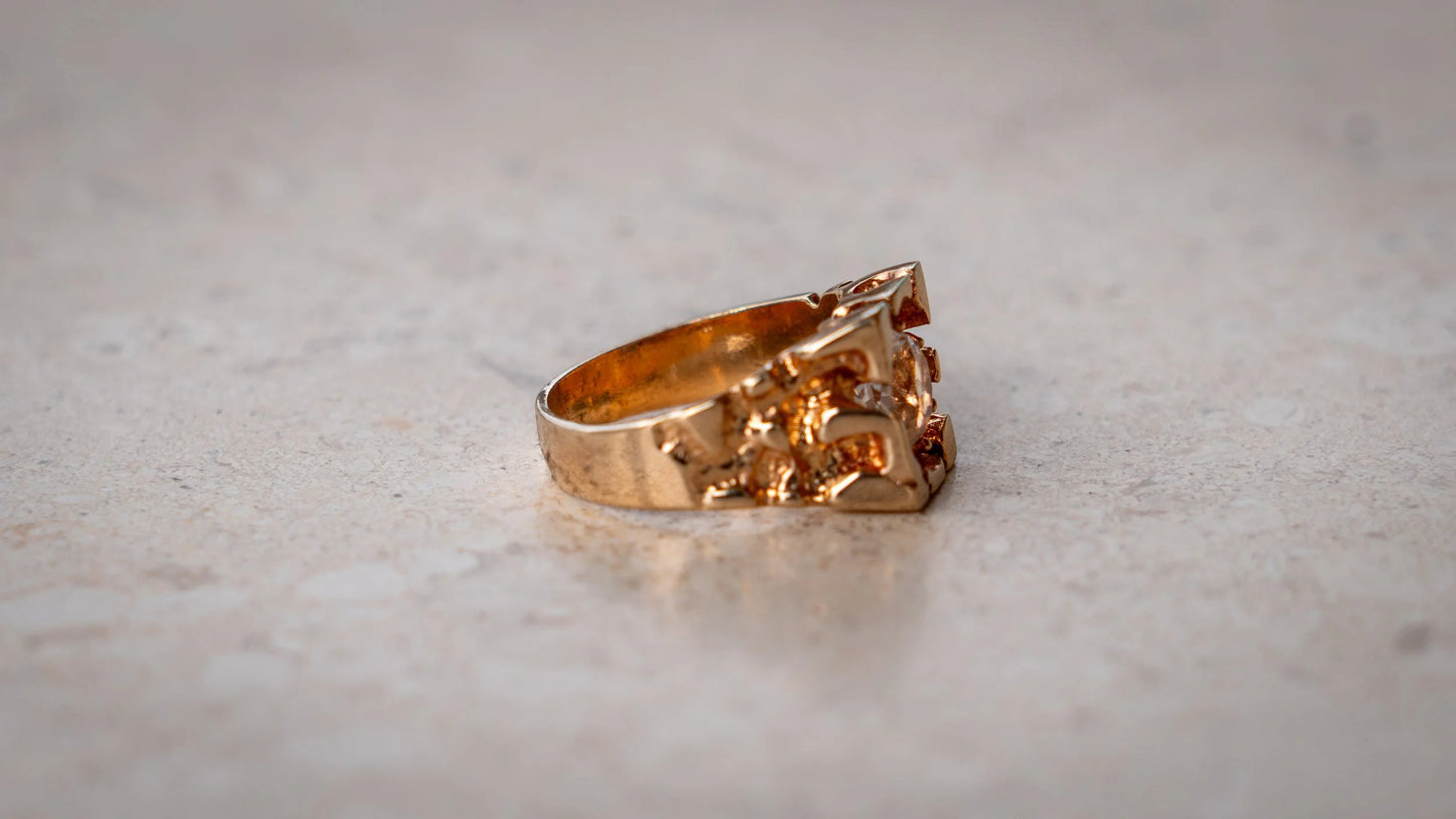 18k Plated CZ Nugget Ring Size-11.5