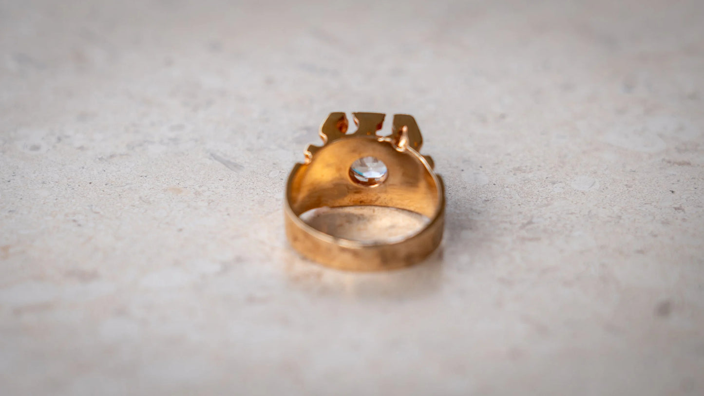 18k Plated CZ Nugget Ring Size-11.5