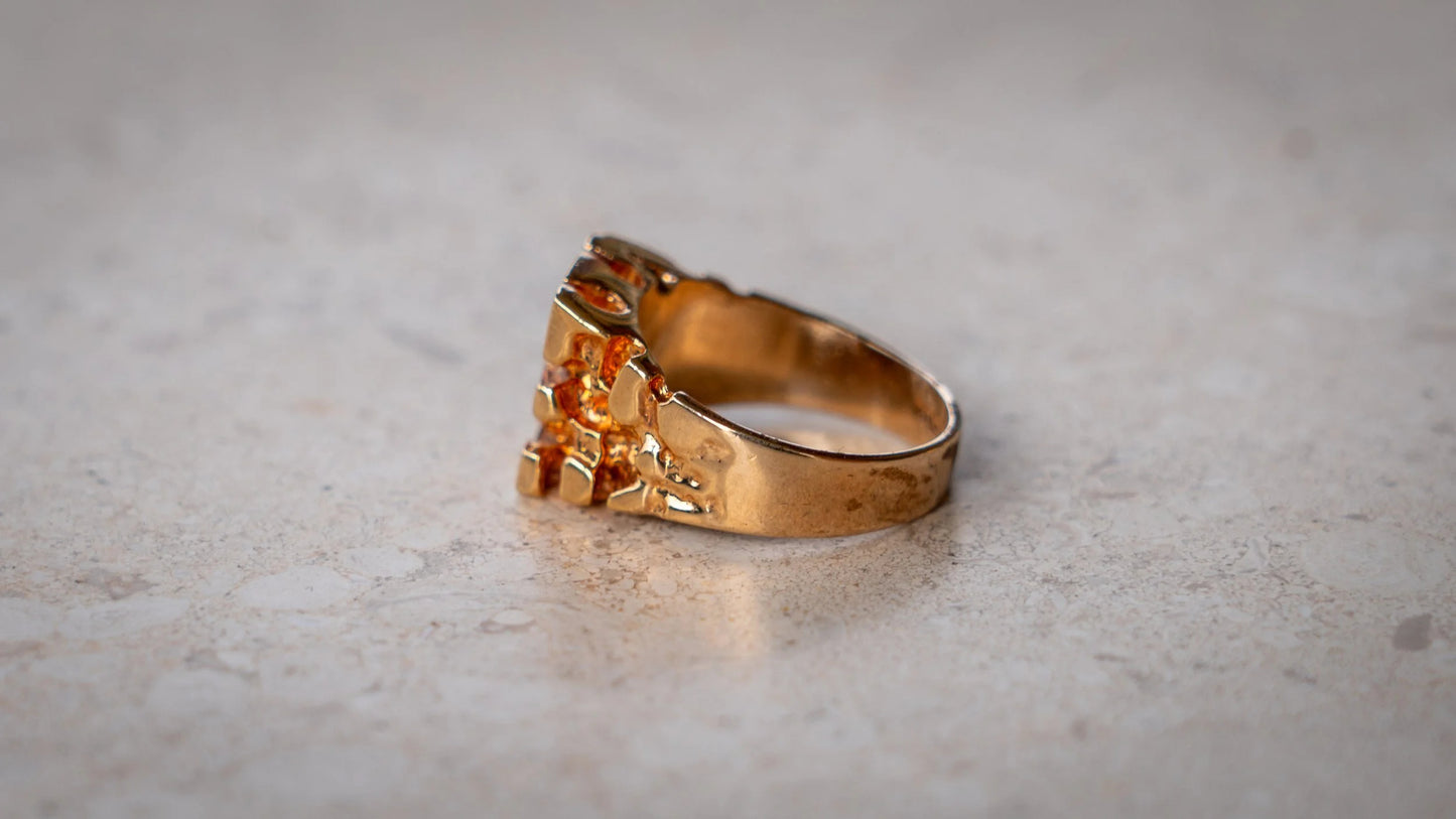 18k Plated CZ Nugget Ring Size-11.5