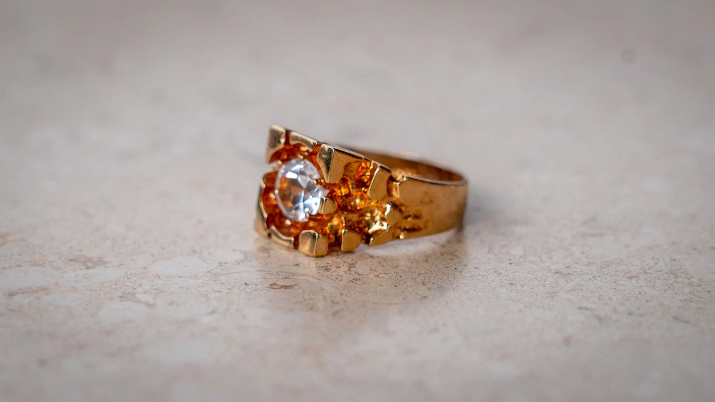 18k Plated CZ Nugget Ring Size-11.5
