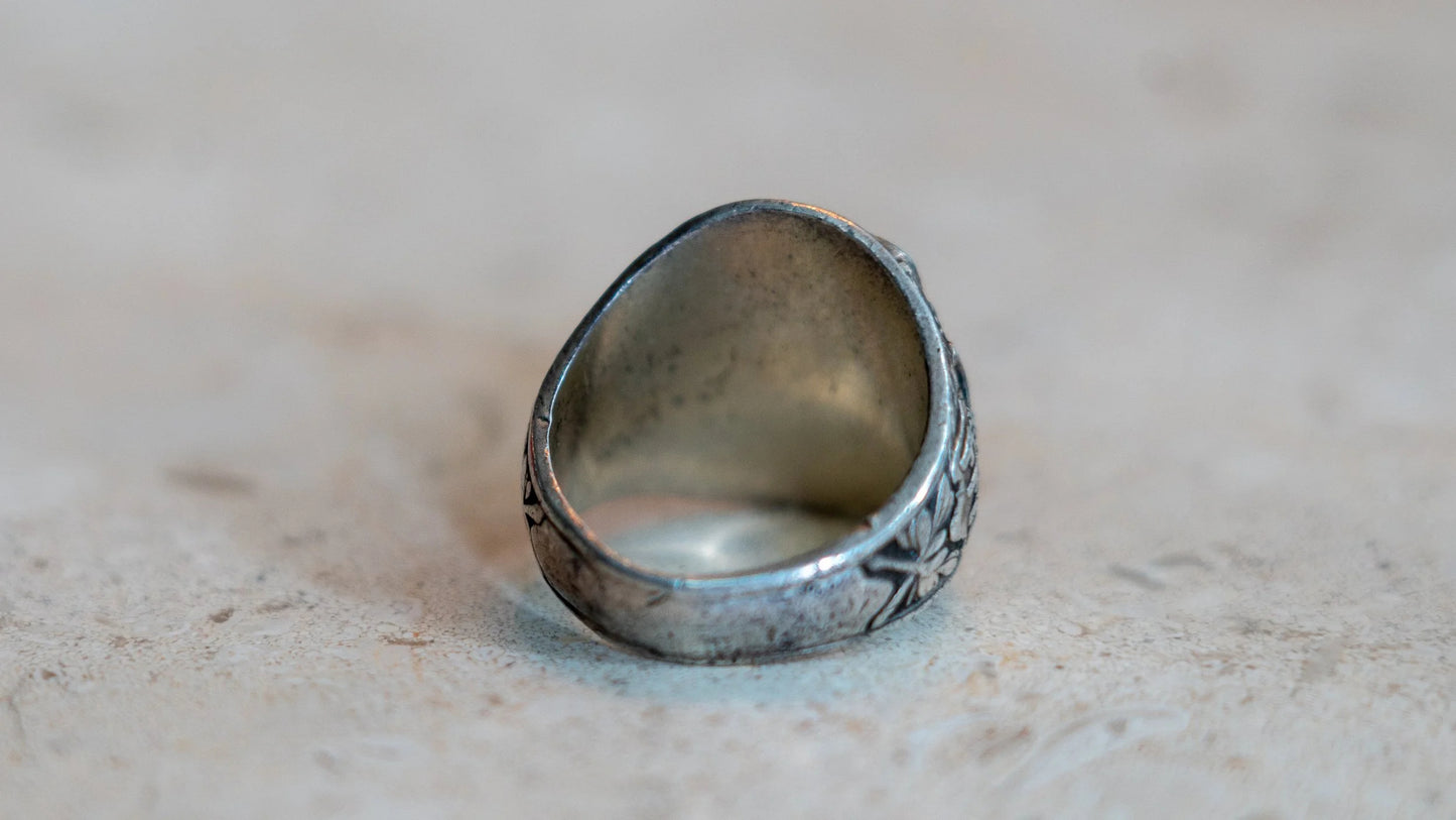 Heavy MidCentury FFA Eagle Motif Ring Size-10