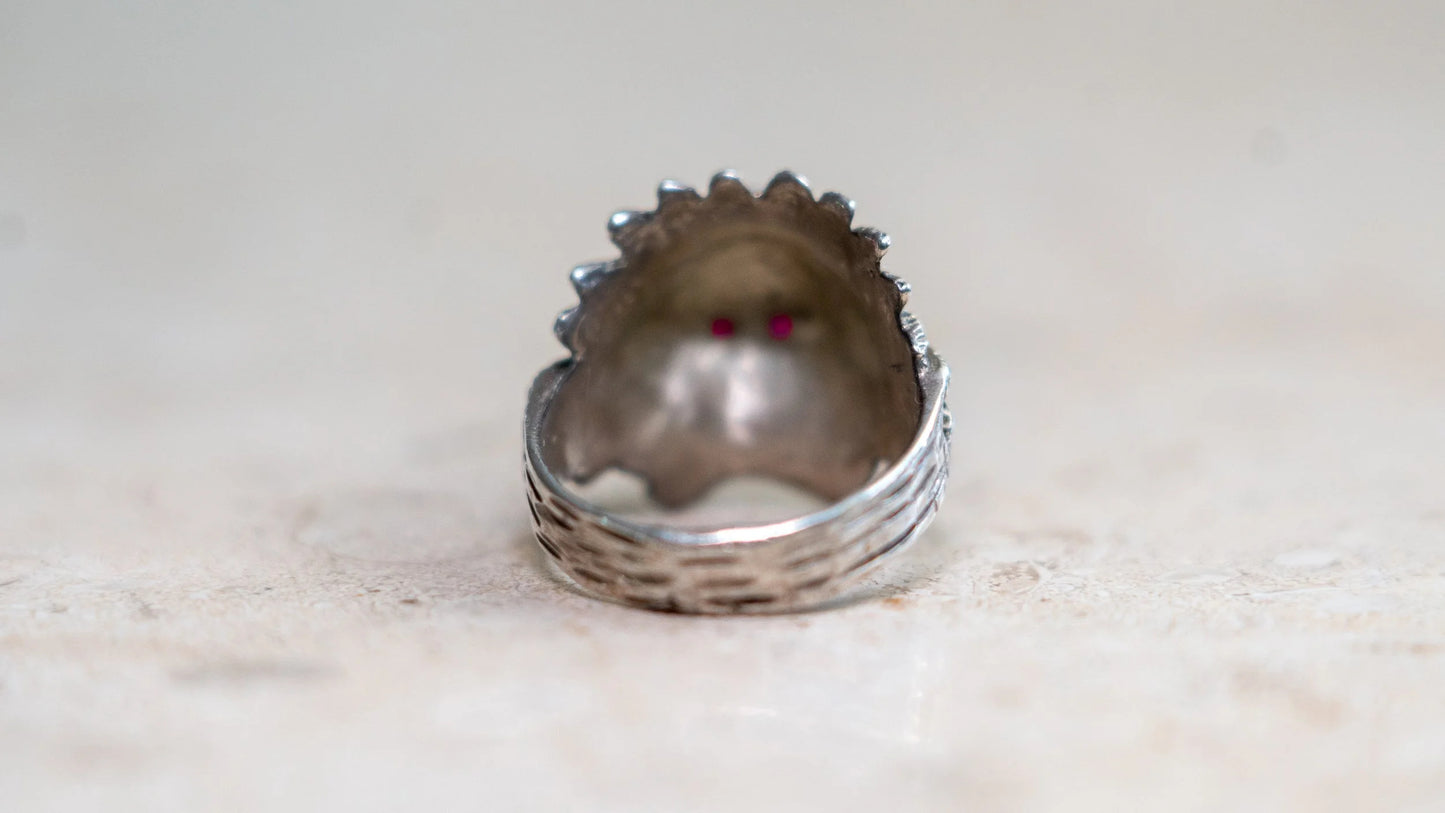 1960s Garnet Eyed Cheif Ring Size-11.5