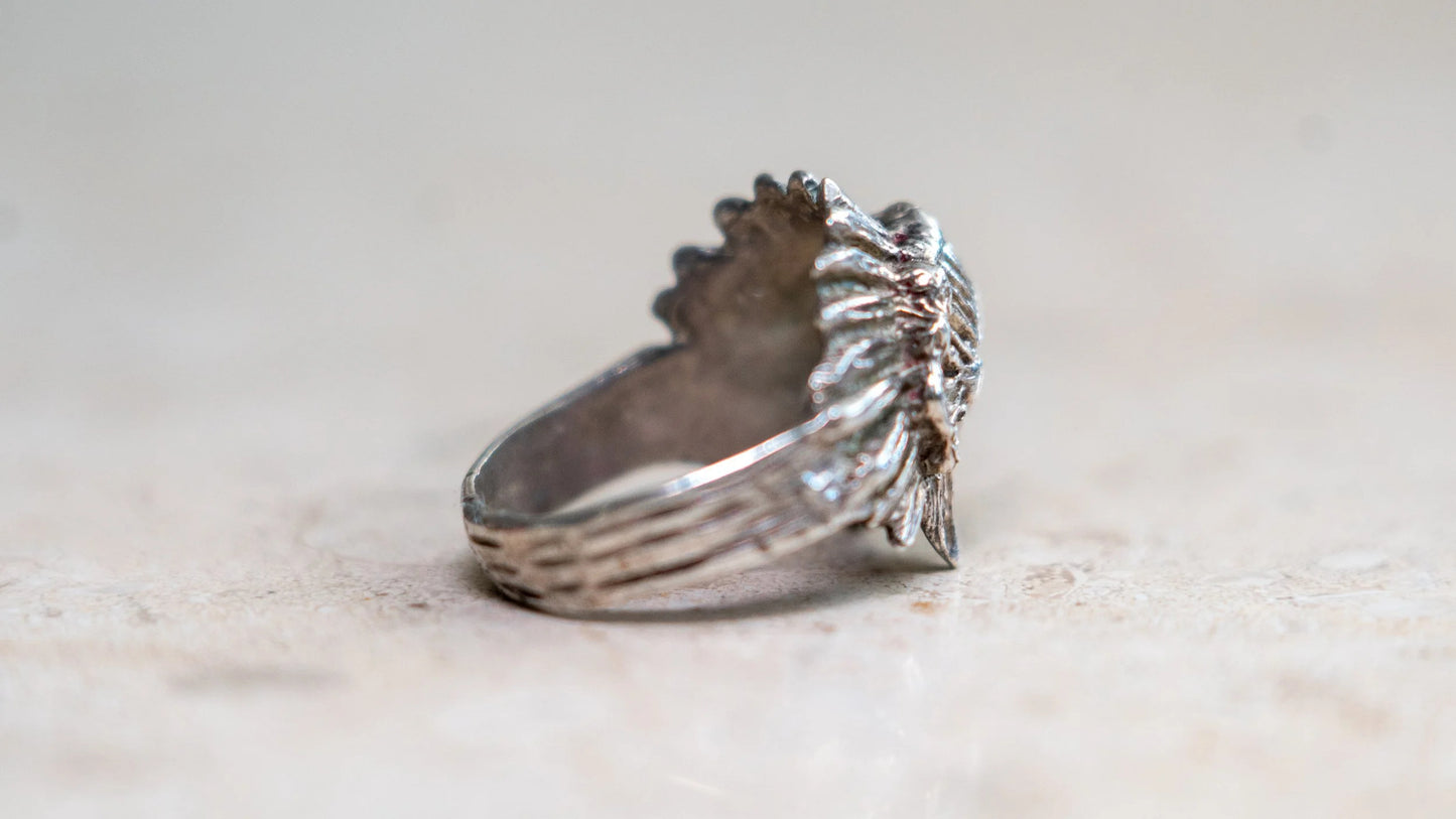1960s Garnet Eyed Cheif Ring Size-11.5