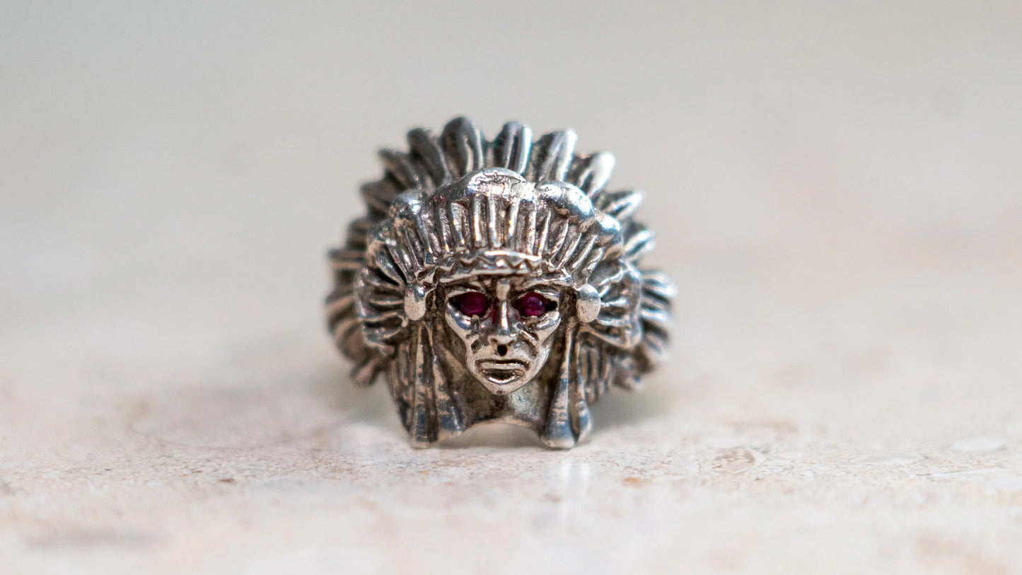 1960s Garnet Eyed Cheif Ring Size-11.5
