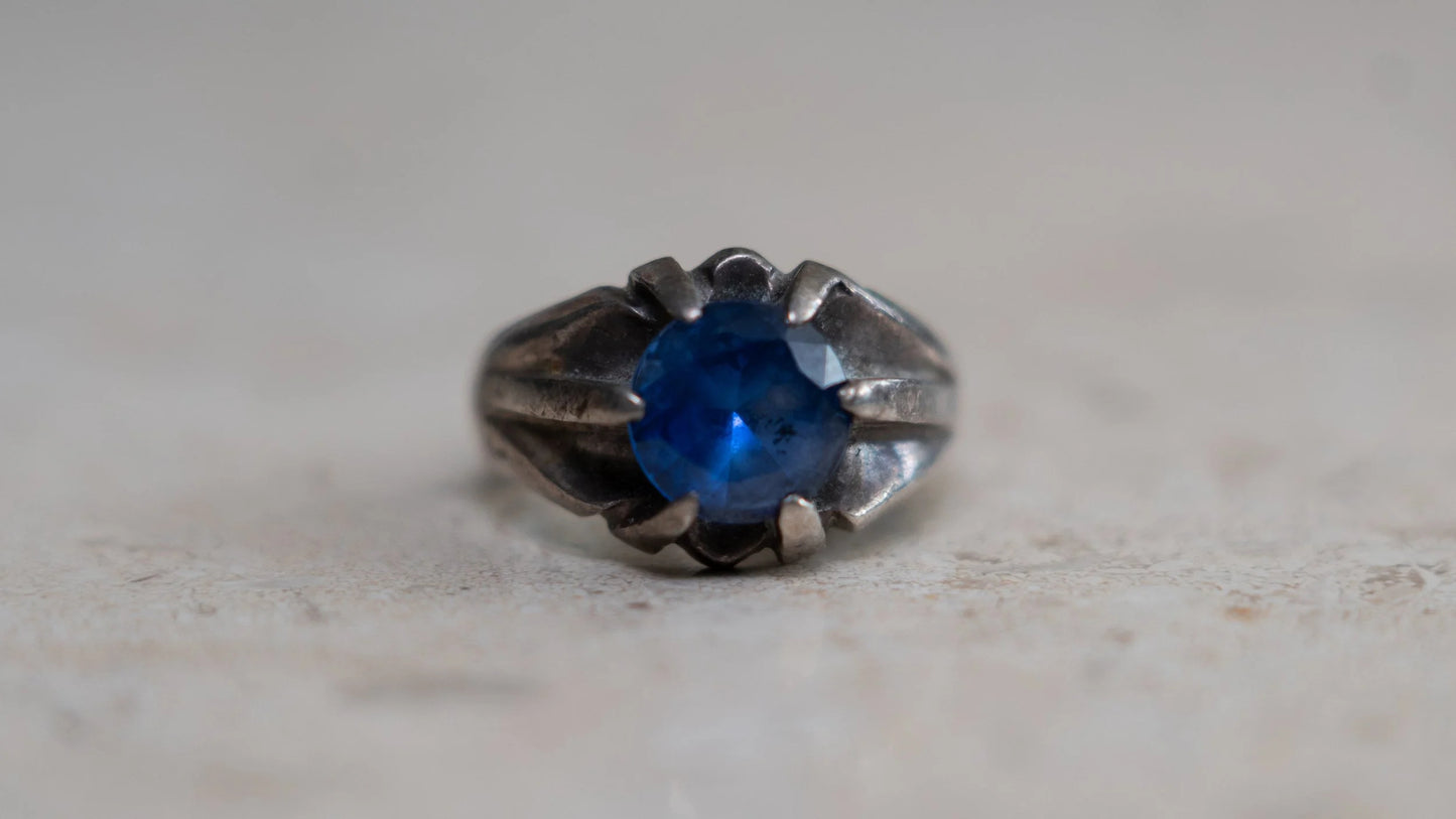 Gem Stone Faceted Topaz Ring Size-10