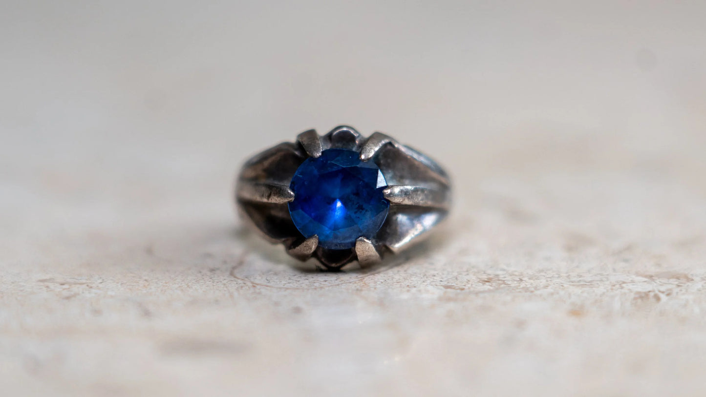 Gem Stone Faceted Topaz Ring Size-10