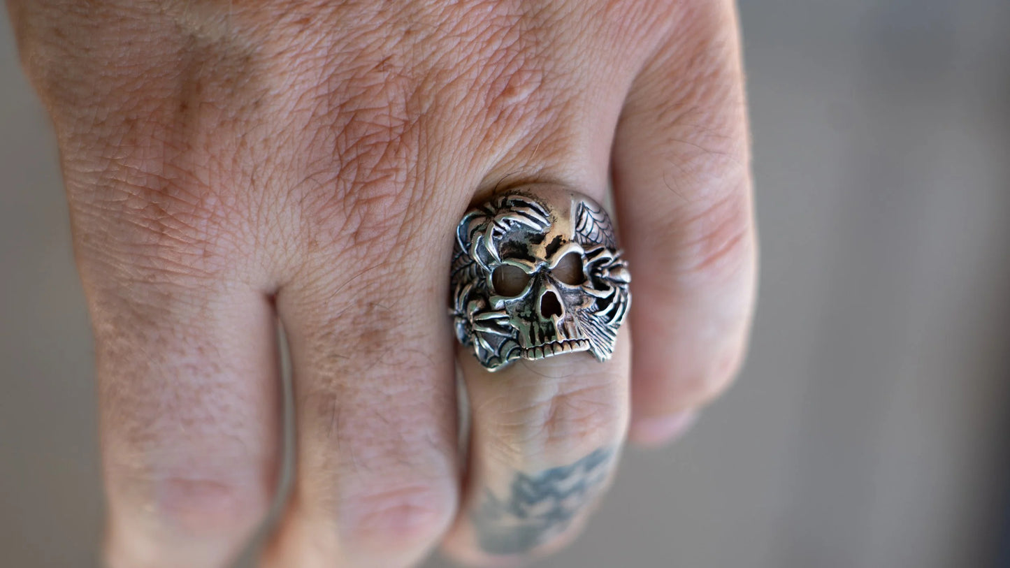 Spider Skull 1980s G&S Ring Size-7, 8, 10, & 12