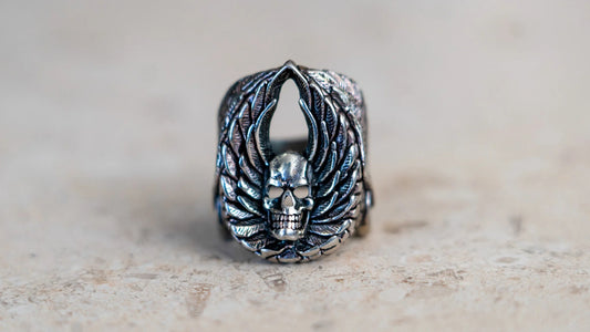 1980s Winged Skull and Wheels G&S Ring Size-7