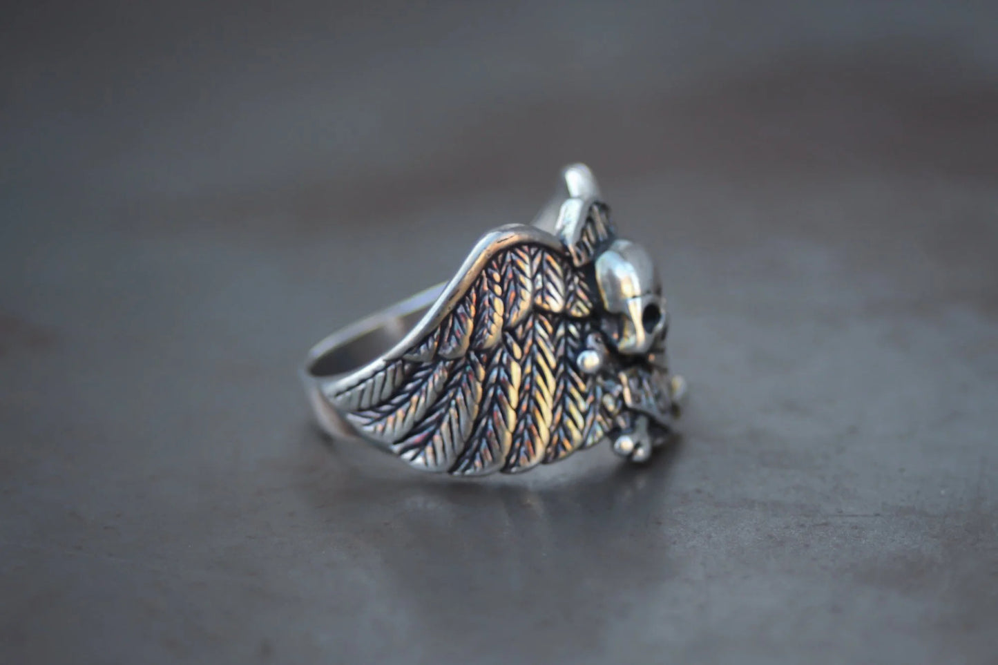 Harley Emblem Skull & Cross Bones 1980s Ring Size-14