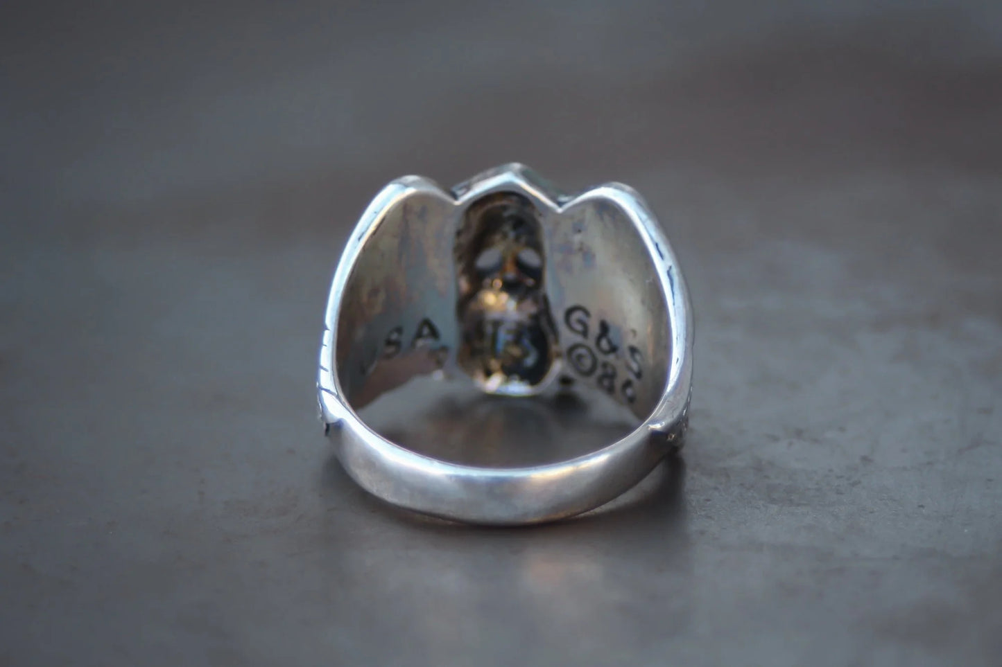 Harley Emblem Skull & Cross Bones 1980s Ring Size-14