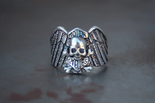 Harley Emblem Skull & Cross Bones 1980s Ring Size-14