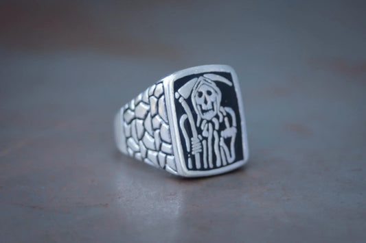 1980s Middle Finger Reaper Biker Ring Size- 11, 12, & 13