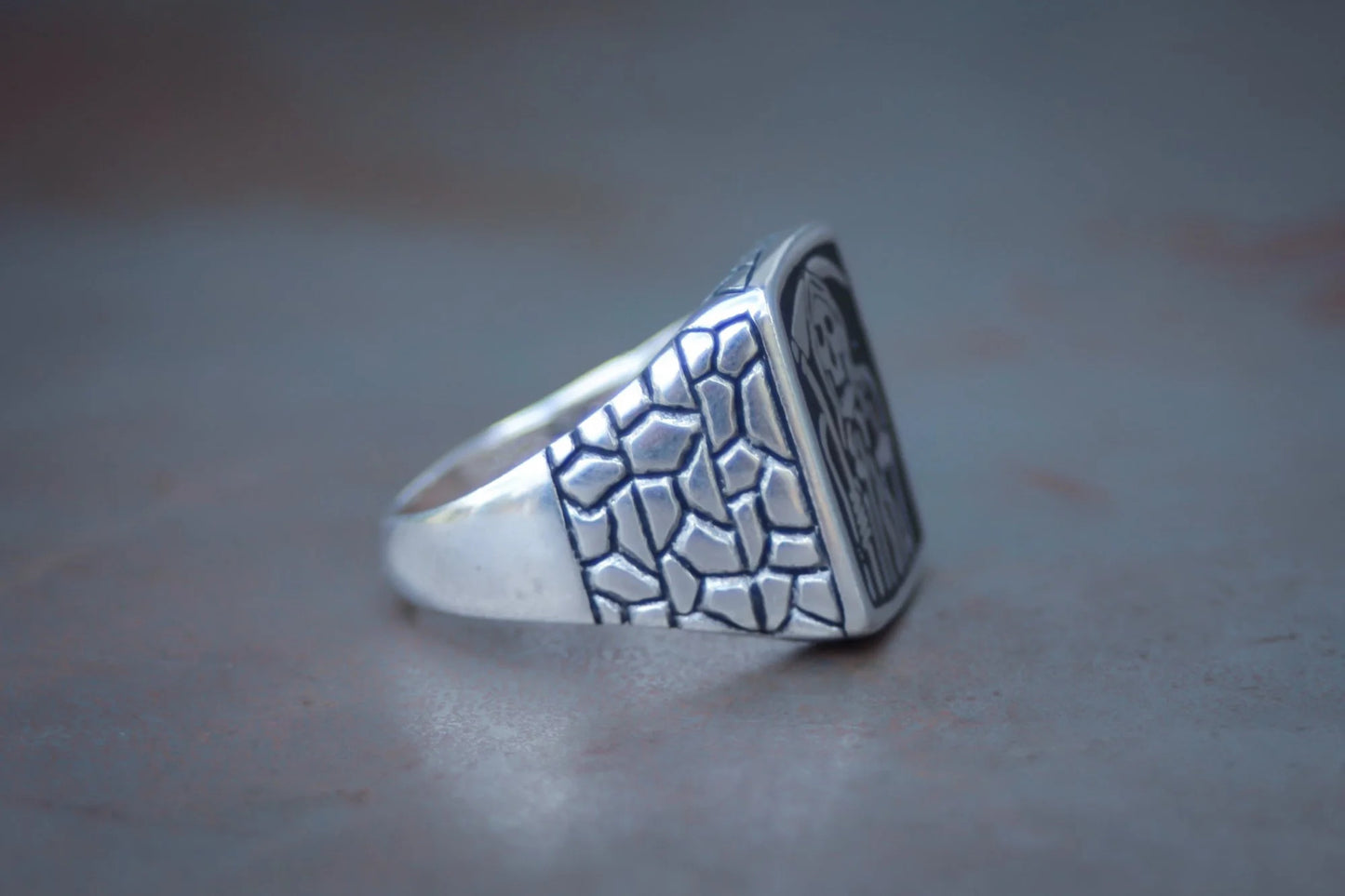1980s Middle Finger Reaper Biker Ring Size- 11, 12, & 13
