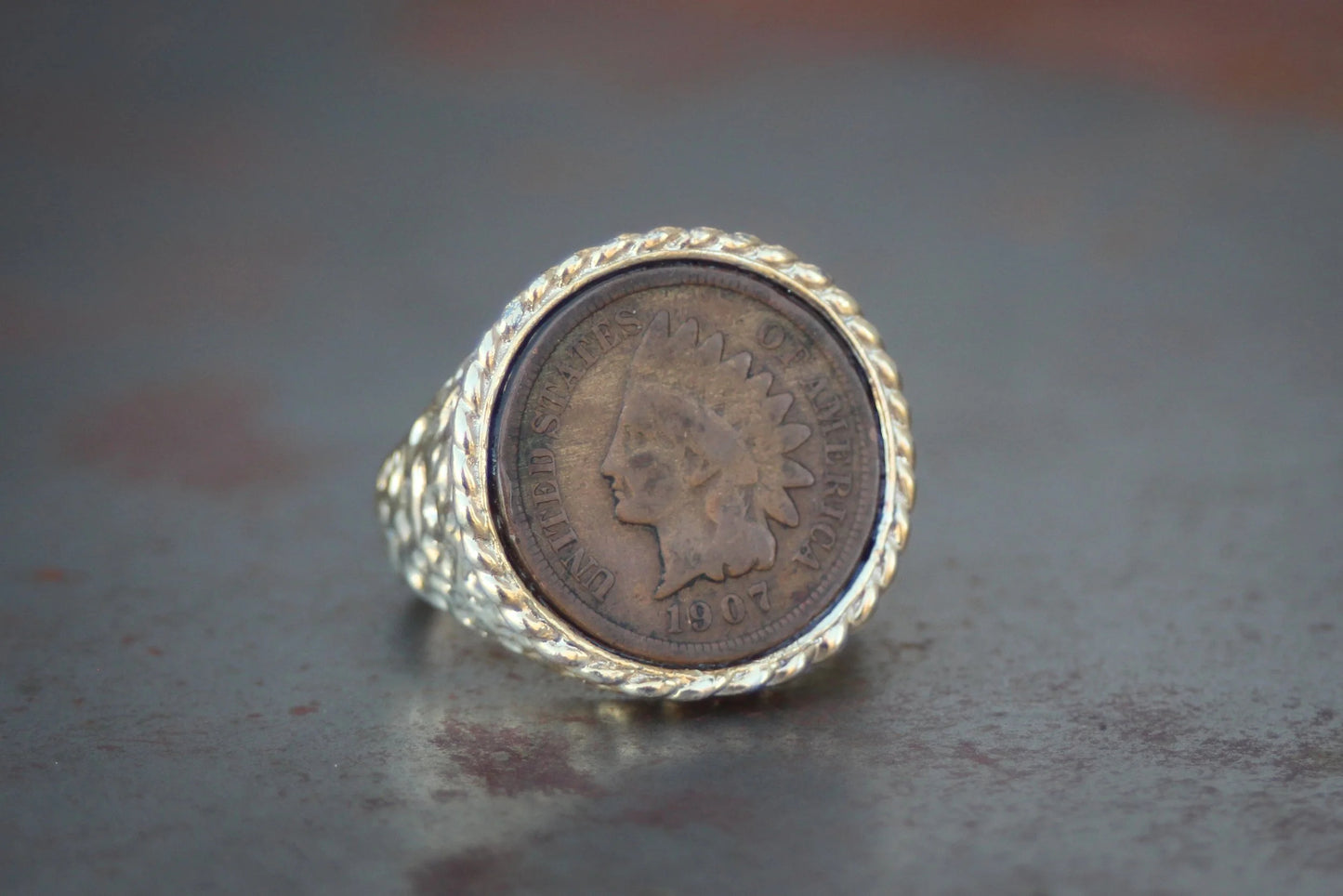 Large Gold Plated Indian Penny Ring Size-9