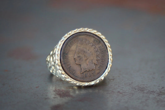 Large Gold Plated Indian Penny Ring Size-9
