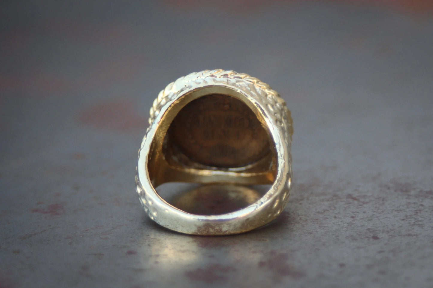Large Gold Plated Indian Penny Ring Size-9