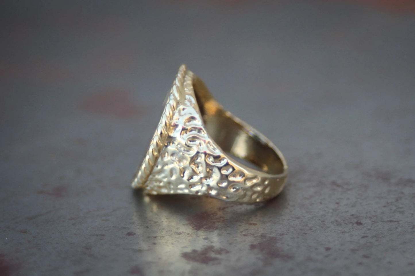 Large Gold Plated Indian Penny Ring Size-9