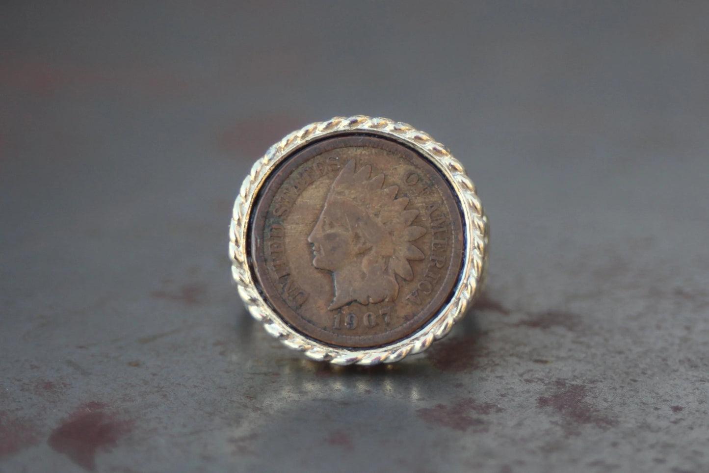 Large Gold Plated Indian Penny Ring Size-9