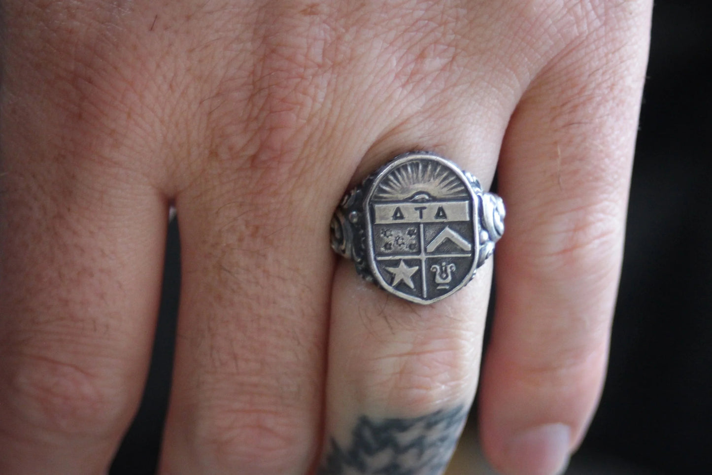 Antique "ATA" Fraternal All Seeing Eye Ring Size-9