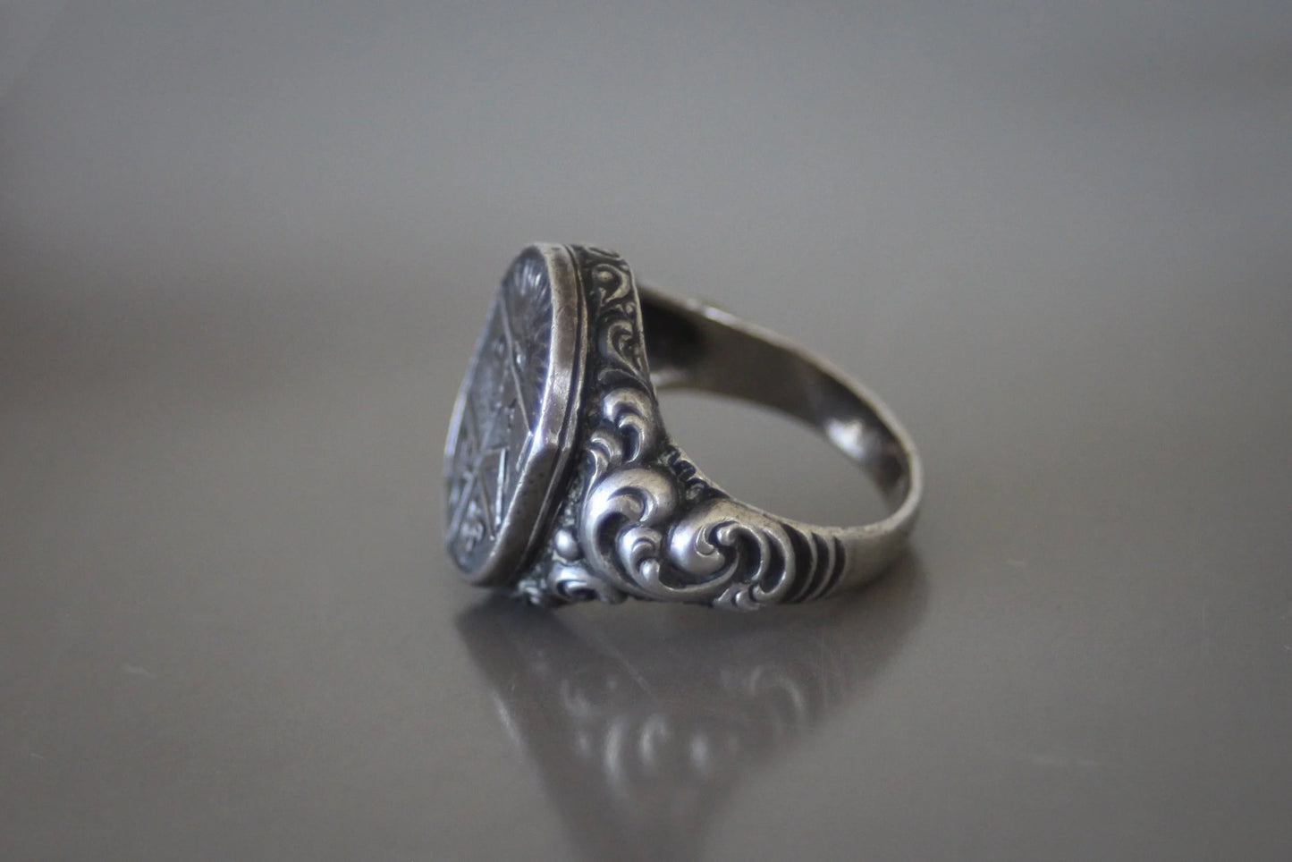 Antique "ATA" Fraternal All Seeing Eye Ring Size-9